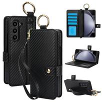 Samsung FOld7 Mobile Phone Leather Case Wristband Protective Cover Z FOld6 Carbon Fiber Business Mobile Phone Case Pen Slot Galaxy Z FOld3