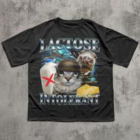 Lactose Intolerant Funny Cat Model Tshirt Lactose Shirt Silly Cat Tshirt Weird Tshirt Mens Spring and Summer Loose Top S