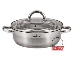 NERŪDIJANČIO PLIENO PUODAS PLOKŠČIAS 6.0L 28CM ZILNER ZL-7405