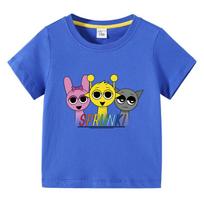 Summer Sprunki Kids Clothes Incredibox Boys Girls Cotton Tshirts Cartoon Game Character Print Tops Cool Comfortable Short Gift 100