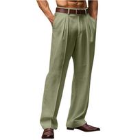 Men’s Classic Fit Pleated Front Trousers with Belt Loops and Side Pockets for Business or Casual Wear XXL