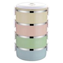 Nešiojama terminė priešpiečių dėžutė nerūdijančio plieno Bento Picnic mokyklos maisto konteineris Four Layers beige