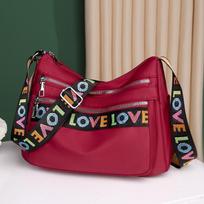 Women's Crossbody Bag Waterproof Nylon Oxford Shoulder Messenger Bags Casual Large Capacity Handbag Ladies Travel Shopping Tote raudona
