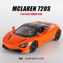 1/24 mastelio McLaren 720S lydinio modelis sportinis automobilis metalinis žaislinis automobilis serijos kolekcija simuliacinis garsas ir šviesa žaislinis automobilis madingi papuošalai berniuko dovana oranžinė