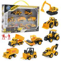 Excavator Sliding Alloy Car Model, Children'S Toy Mini Simulation Construction Vehicle Set