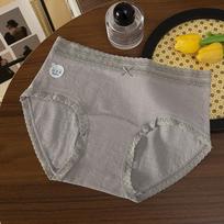 50 Pairs Women's Seamless Mid-Waist Cotton Underwear with Antibacterial Extended Crotch & Lace M (40-50kg) pilka spalva