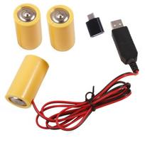 1 rinkinys LR14 C baterijų eliminatoriai Kabelis Maitinimo laidas + USB C adapteris, pakeičiantis 3x 1,5V LR14 C baterijas dujinei viryklei 1 beige