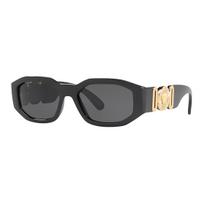 Versace Elegantiški Saulės Akiniai su Netaisyklingu Rėmeliu ir Logotipu Unisex Akiniai Juodi VE4361GB187 Basic Packaging-Eyeglass Case+Box,Black,53 black