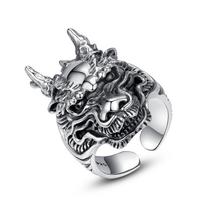 Adjustable Open Ring Men Women Vintage Dragon Motif Plated Finger Retro Ethnic Style Adjustable Open Band