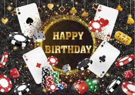 Las Vegas Casino Night Poker Dice Banner Backdrop Cloth Adult Happy Birthday Party Home Decoration Photography Studio Backdrop Vinyl 100X75cm