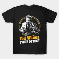 Asian Size Men Black Print T-shirt You Want A Piece Of Me? No-Cut Print Cotton Tshirt 4XL juoda