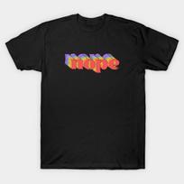 Asian Size Men Black Print T-shirt Slang: Nope (Bright Rainbow Repeated Letters) No-Cut Print Cotton Tshirt S juoda