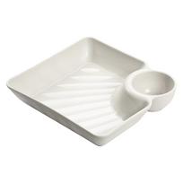 Japanese Style Dumpling Plate With Sauce Dish Separated Design For Home Use Snack Serving Tray balta