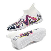 Football Shoes 31-48  Men's High-top Socks, Football Shoes TF Broken Nails Youth Sports Shoes Football Training Shoes Boys Football Boots 32 balta
