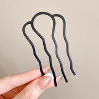 Keturių dantų šukos-smeigtukas šukuosenai, skirtos tvirtinti plaukus atvirkštinio U raidės formos 6# U-shaped wave hairpin-black. juoda