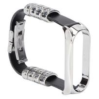 Retro Leather Wrist Strap for Xiaomi Mi Band 5 6 NFC Fashion Retro Leather WatchbandBlack Silver