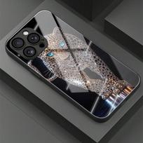 Šauni leopardo gyvūno rašto grūdinto stiklo medžiagos juoda telefono dėklas, skirtas Samsung Galaxy S25 S24 S23 Ultra Plus FE, kietas dangtelis Galaxy S25 gray