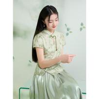 Sancai New Chinese Style Jacquard Print Blouse S