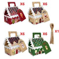 24 Pcs Christmas Gingerbread House Treat Boxes Cardboard Cookie Goody Gable Candy Bags Cupcake Holders for Party Favors 14x16cm