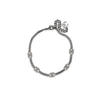 Chanel 21A Metal And Crystal Necklace Choker Women necklace Metallic Silver AB6444-B06011-NC836 Silver,F