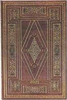 KNYGA „paperblanks“ pirmasis portfelis (Šekspyro biblioteka) Mini 12 mėnesių horizontalus kietais viršeliais dienos planuoklis 2025 (su guminiu užsegimu)