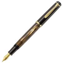 Pelikan Classic M200 Fountain Fine Nib Marble Genuine Imported Product Pen, (F), Brown, gray