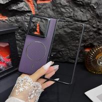 For Motorola Razr Fold Case Business Carbon Fiber Magnetic Anti-fingerprint Anti-drop Bumper Cover For Motorola Razr Fold Funda Motorola Razr Fold violetinė