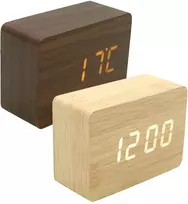 Medinio dizaino LED žadintuvas, h 7 cm - Smėlinė