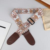 Guitar Strap Bass Adjustable Neck Strap Electric Acoustic Guitar Bass Cotton Leather Embroidery Straps Accessories