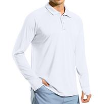 Men Long Sleeve Polo Shirt Classic Fit Lightweight Fabric Button Down Collar Shirt for Casual or L balta