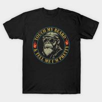 Asian Size Men Black Print T-shirt Touch My Beard And Tell Me I'M Pretty Monkey No-Cut Print Cotton Tshirt 4XL juoda