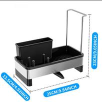 Modern Stainless Steel Floor Kitchen Sink Rack Multi-Functional Detachable Non-Folding Single Tier Clothes Drying Sponge Rack juoda