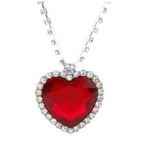 Women's Fashion Titanic Heart Of The Ocean Necklace Accessories One Size raudona