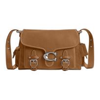 Coach rudo grublėtos odos peties rankinė su C logotipo sagtimi ir atvartu kasdieniam naudojimui Basic Set (Bag+Dust Bag)