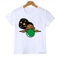 Sport Black Girl with Basket Ball TShirts Summer Fashion Black Black Girls  Cute Shirt Girls ShortSleeved polyester fabric 110