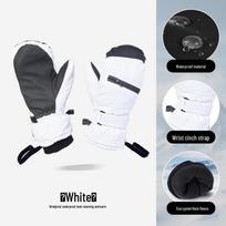 Unisex Žieminės Slidinėjimo Pirštinės: Storas aksomas, Vandeniui atsparus, Apsaugantis nuo vėjo, Jutiklinis ekranas, Neslystantis, skirtas lauko dviračių sportui M (Adult Small) balta
