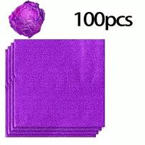 100 vnt. 10 cm auksinio aliuminio folijos įvyniojamasis popierius vestuvėms, šokoladui, saldainiams įvynioti, pakavimo lapai vestuvių vakarėliui, saldainių pakavimui 100pcs&10X10cm violetinė