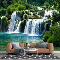 River Waterfall Wall Mural 3d Autumn Forest Wallpaper Living Room Bedroom Waterfall Wallpaper 200 cm(W) x 140 cm(H)