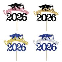4Pieces Graduation Cake Decorations Paper Graduation Cake Inserts For 2026 Celebration And Themed Parties