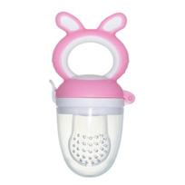 Baby Fruit Feeder Pacifier Safe Silicone Mesh Teether Food Feeder for Infant Feeding Soft Nipple Design Easy Grip Handle One Size rožinė