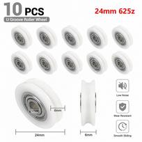 10Pcs Nylon POM U-Groove Guide Pulley Stainless Steel Rubber-Coated Pulley  for Driving Machinery 10pcs 24mm 625z