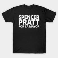Asian Size Men Black Print T-shirt Spencer Pratt For La Mayor No-Cut Print Cotton Tshirt S juoda