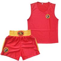 Vest MMA Muay Thai Shorts and T-Shirts Shorts Sanda Uniform Sport Dragon Kick Boxing Suit  Men S raudona