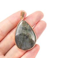 1vnt Labradorito formos vario apvadu pakabukas Moteriški Vyriški papuošalai Kurti DIY Kaklo priedai 26x36mm 26x36mm beige