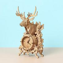 3D Wooden Deer Puzzle Desk Clock