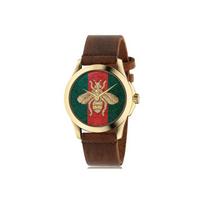 Gucci Quartz Watch Leather Strap Green Dial 30 Meters Water Resistant Unisex watches YA126451A Brand-New Out of Warranty