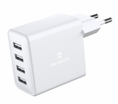 Swissten Smart IC Premium Travel Charger 4 x USB 4A / 20W With Automatic Optimal Power Charging