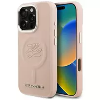 Karl Lagerfeld Initial  AND  Metal Logo phone case with MagSafe support for iPhone 16 Pro Max pink