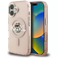 Karl Lagerfeld IML Choupette Sketch Logo phone case with MagSafe support for iPhone 16 pink (cat)