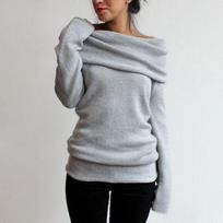 Luxurious Womens Off The Shoulder Sweatshirts Sweater With Timeless Winter Warmth Tag 2XL=US L pilka spalva